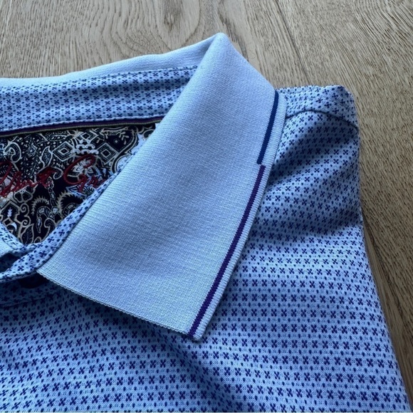 Robert Graham patterned white polo shirt - L - Picture 8 of 17